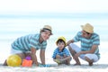 Happy family summer sea beach vacation. Asia youngÃÂ people lifestyle travel enjoy fun Royalty Free Stock Photo